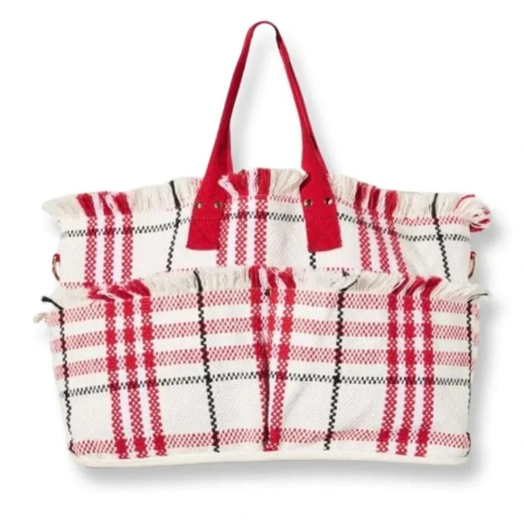 Anthropologie Handbags - Anthropologie NWT Love Binetti Plaid Woven Tote Bag Large